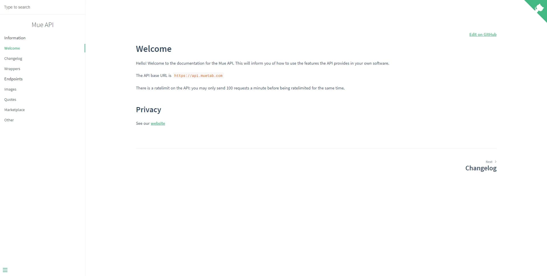 New API documentation
