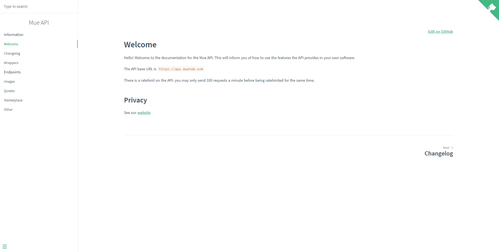 New API documentation